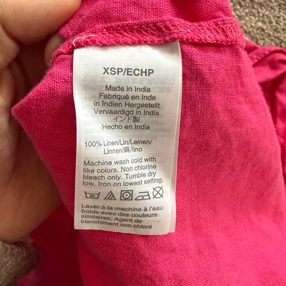 J. Crew Bright Pink Linen Button Down Shirt - Picture 3 of 3